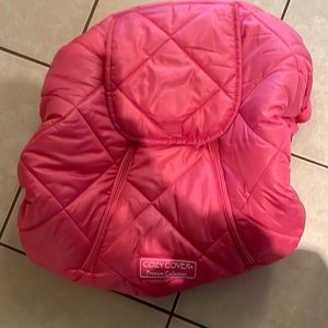 Pink COZY COVER Premium Collection infant car seat cover.